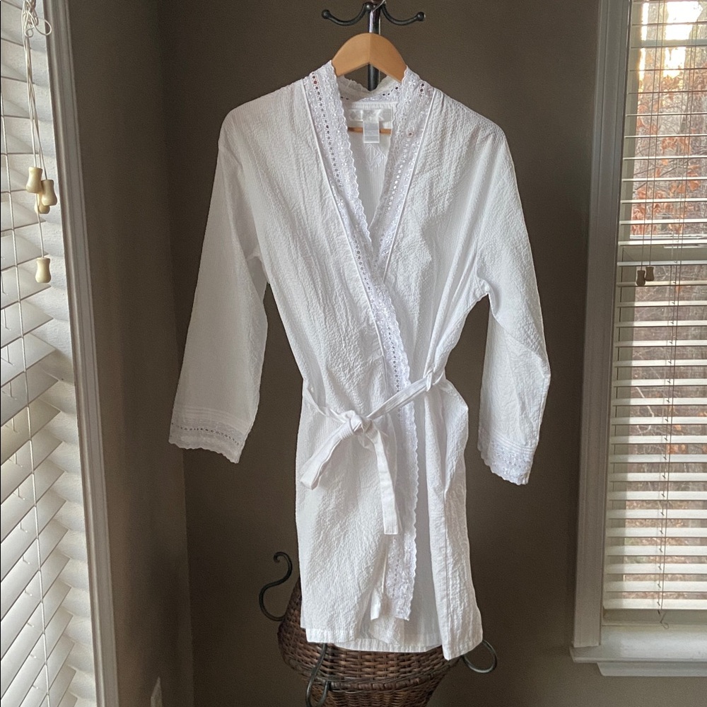Eileen West Lightweight 60% Cotton Robe white SZ S